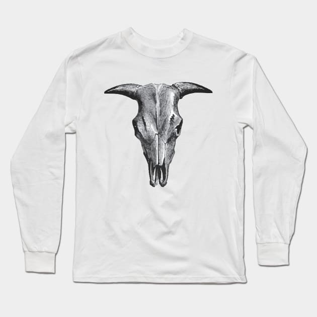 Livestock Cow Skull Head Picture Long Sleeve T-Shirt by KC Happy Shop